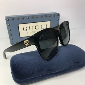 💯 - New Authentic Gucci Grey Square Ladies Sunglasses GG0034SN 001 55